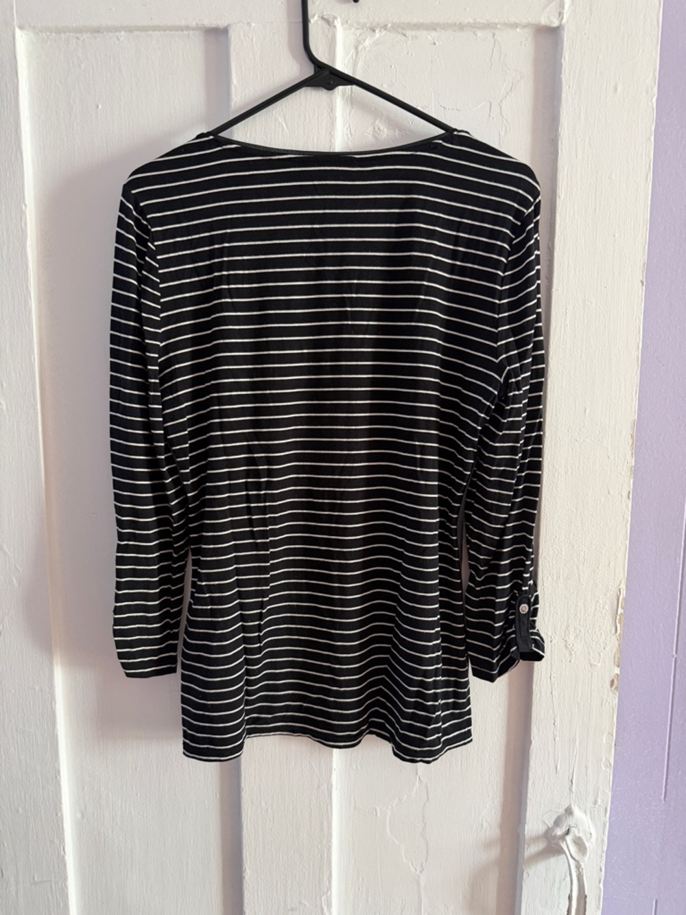 White House Black Market Black & White Striped Long Sleeve Tee - Picture 5 of 7